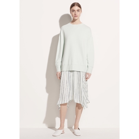 NWT Vince Silky Striped Paneled Asymmetrical Midi Skirt in Mint Sz. S - Picture 2 of 5